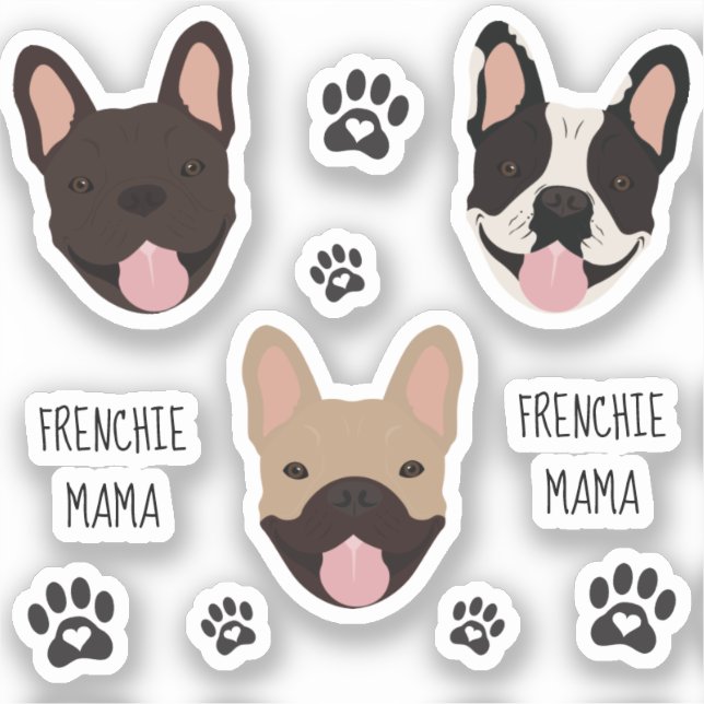 Adesivo Frenchie Mama French Bulls Paw Print (Frente)