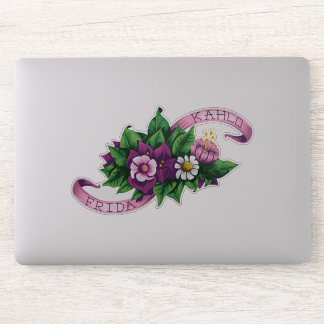 Adesivo Frida Kahlo | Buquê Floral Roxo (Computador)