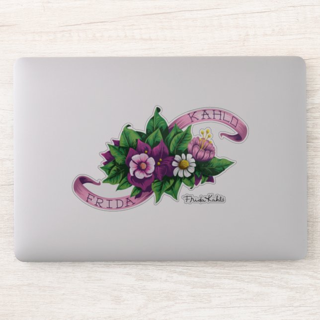 Adesivo Frida Kahlo | Buquê Floral Roxo (Computador)