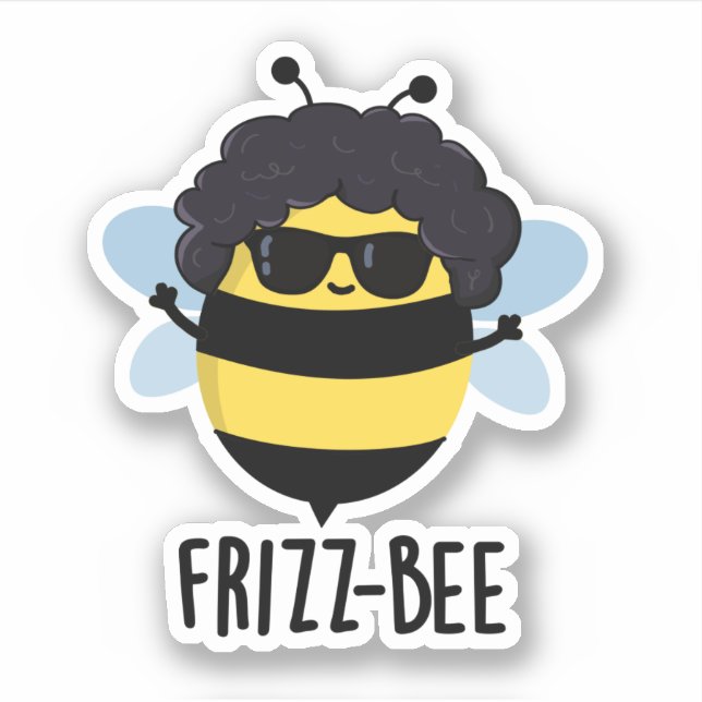 Adesivo Frizz-Bee Engraçado Afro Bee Pun (Frente)