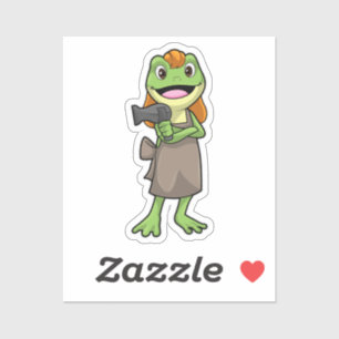 Adesivo Frog as Hairdresser with Hairdryer