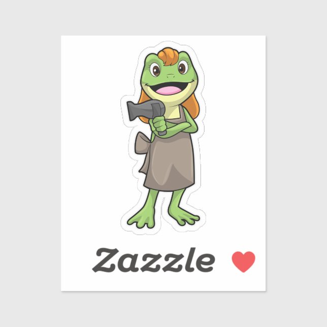 Adesivo Frog as Hairdresser with Hairdryer (Folha)