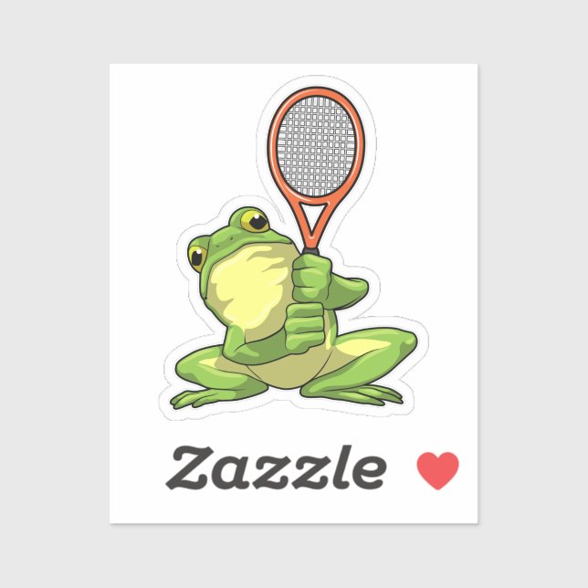 Adesivo Frog at Tennis with Tennis racket (Folha)