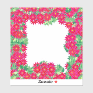 Adesivo Fronteira de Poinsettia Wreath, Vermelha e Florest