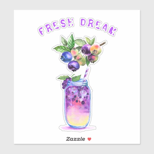 Adesivo Fruta de mirtilo, Suco de Bebida Legal (Folha)