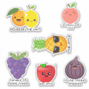 Adesivo Fruta engraçada, comida, laptop, vinhetas de água