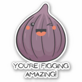 Adesivo Fruta engraçada fig kawaii face para garrafa de ág