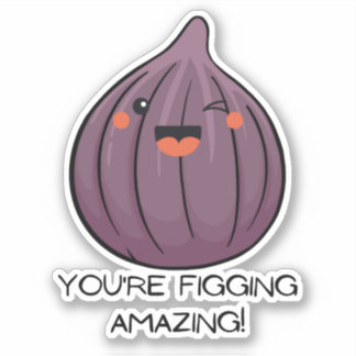 Adesivo Fruta engraçada fig kawaii face para garrafa de ág