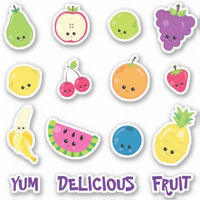 Adesivo Fruta gostosa Kawaii Yum (Frente)