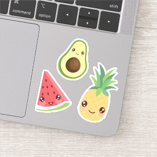 Adesivo Fruta Kawaii Melancia, abacaxi e abacado