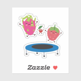 Adesivo Fruta Pulando Em Trampoline