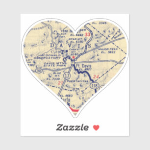 Adesivo Ft. Mapa da Vintagem do Davis TX