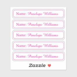 Adesivo Fuchsia and white customizable name label