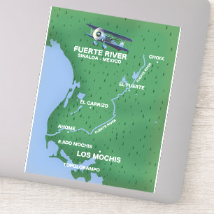 Adesivo Fuerte River Sinaloa, mapa da viagem do México
