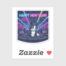 Adesivo Fun Neon DJ Party Cat Music Vibe New Year