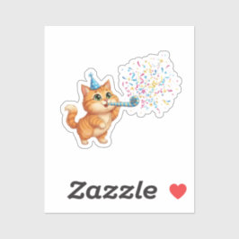 Adesivo Fun Party Horn Cat Confetti Explosion New Year