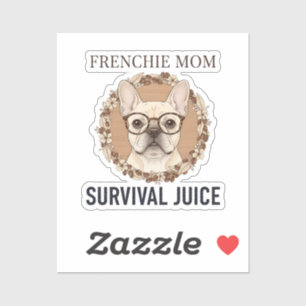 Adesivo Funciona com Café e Caos de Frenchie Design de Cac