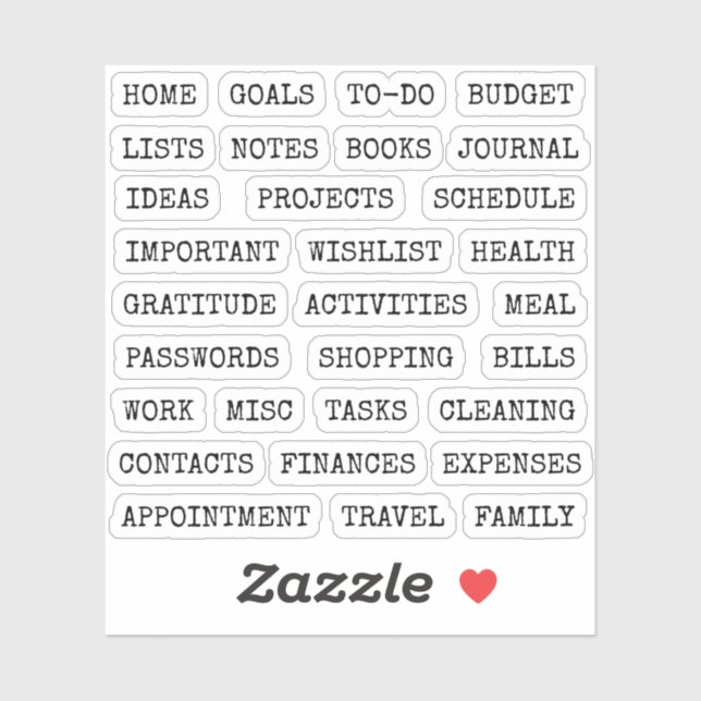 Adesivo Functional Old Script Planner Tab Binder Divider (Folha)