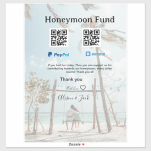 Adesivo Fundo de lua de mel venomo paypal doação Q R casal
