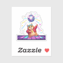 Adesivo Funky Disco Ball Cat Retro 80s New Year's Party