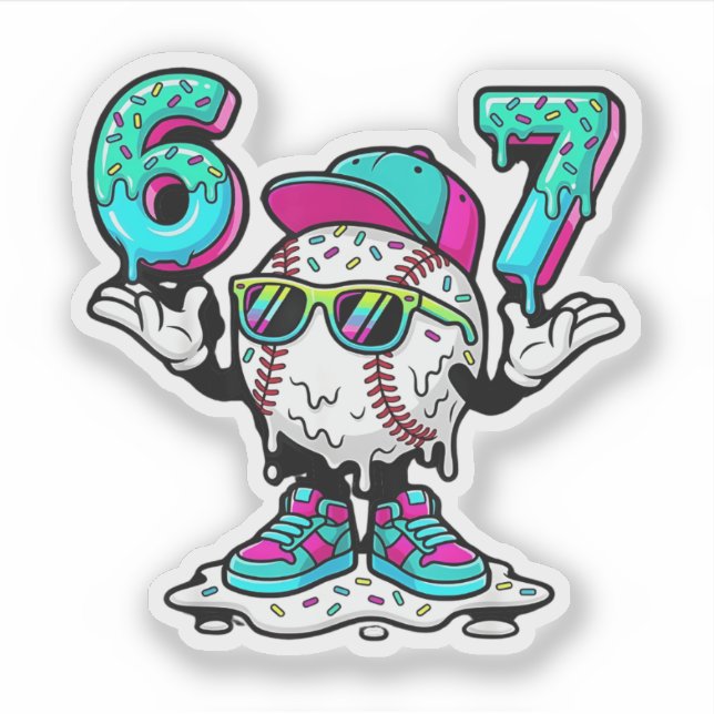 Adesivo Funny 6 7 Baseball Drip Meme Vinyl Sticker (Frente)