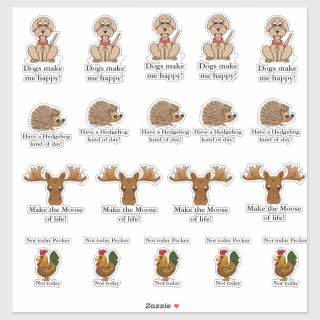 Adesivo Funny animal stickers  (Folha)