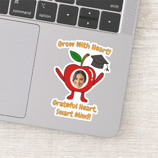 Adesivo Funny Apple Custom Photo Grateful Heart Smart Mind