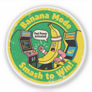 Adesivo Funny Banana Gamer "Smash para Vencer!" & "Modo Ba