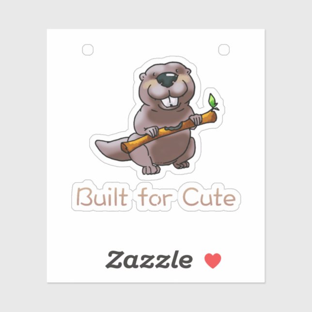 Adesivo Funny Beaver Cartoon – Built for Cute (Folha)