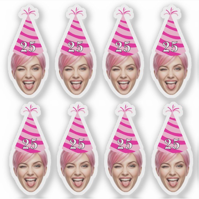 Adesivo Funny Birthday Face with Party Hat & Custom Age  (Frente)
