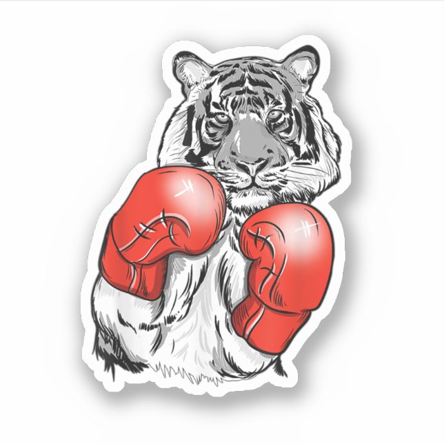 Adesivo Funny Boxing Tiger With Red Gloves. Perfect design (Frente)
