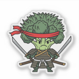 Adesivo Funny Broccoli Samurai Warrior Japanese Art Illust
