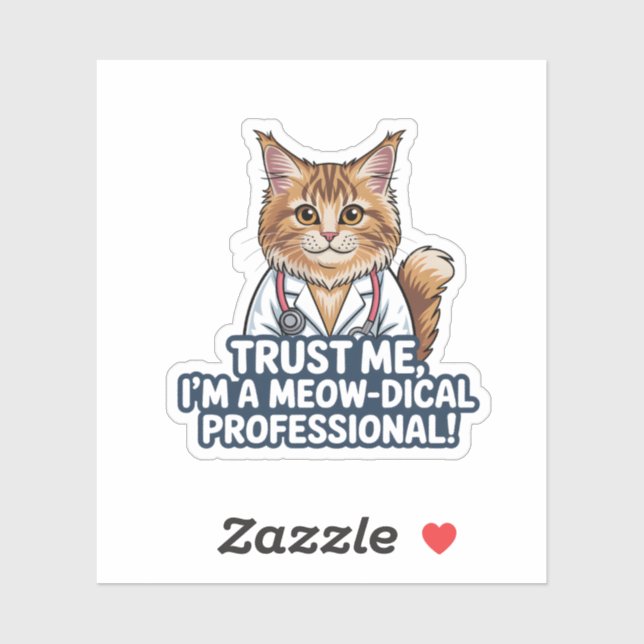 Adesivo Funny Cat Doctor Animal Humor Illustration (Folha)