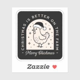 Adesivo Funny chicken Christmas farm puns whimsical black