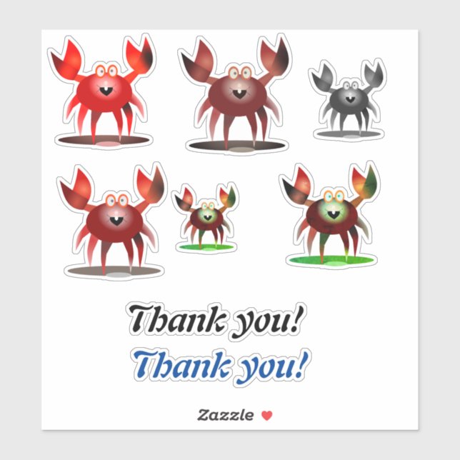 Adesivo Funny crabs and Thank you (Folha)