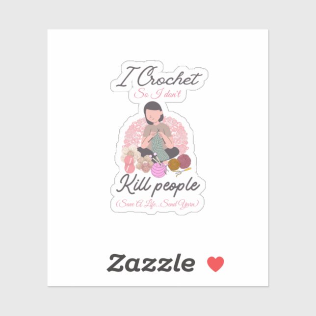 Adesivo Funny Crochet Quote Yarn Lover Design (Folha)
