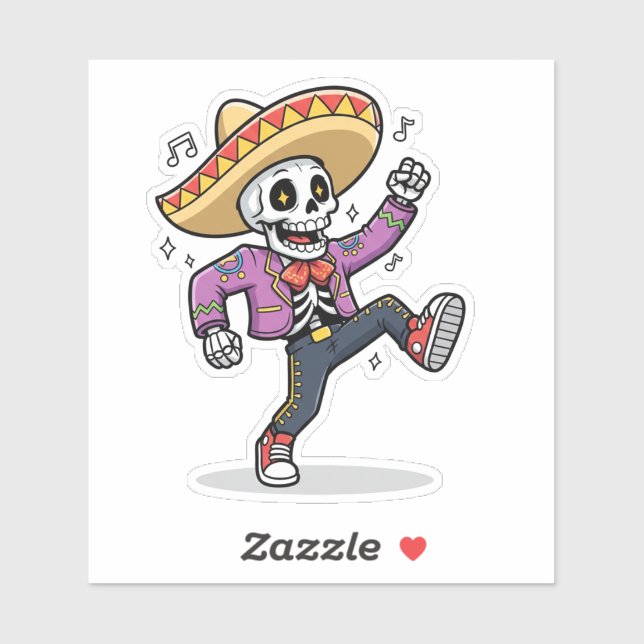 Adesivo Funny Dancing Skeleton Custom-Cut Vinyl Sticker (Folha)