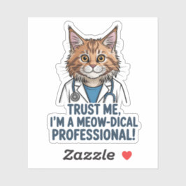 Adesivo Funny Doctor Cat Medical Humor Illustration