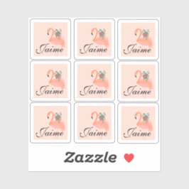 Adesivo Funny Flamingo, Fazendo Plantas Frame Sticker