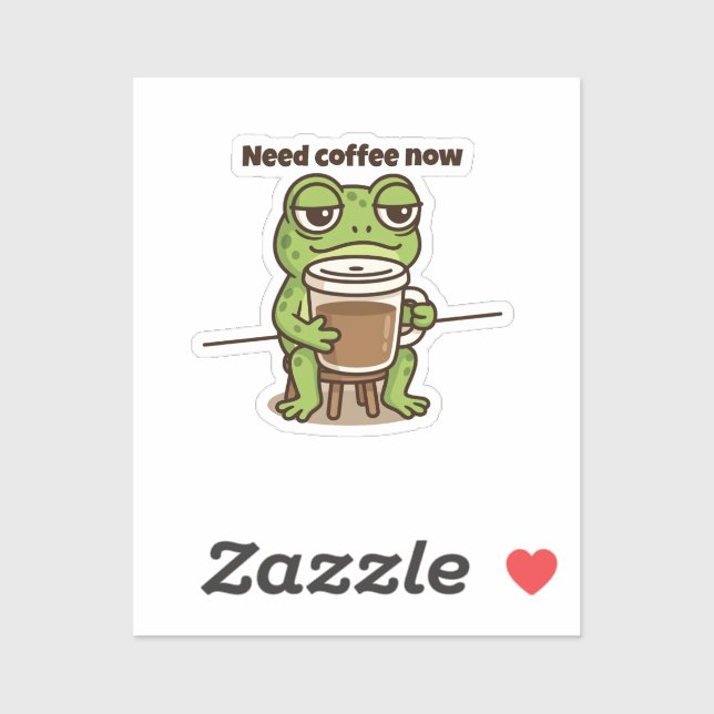 Adesivo Funny Frog Coffee Meme Cartoon Sticker (Folha)