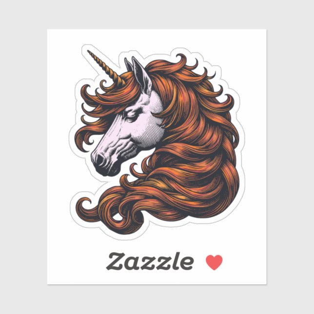 Adesivo Funny Ginger Unicorn Head  (Folha)