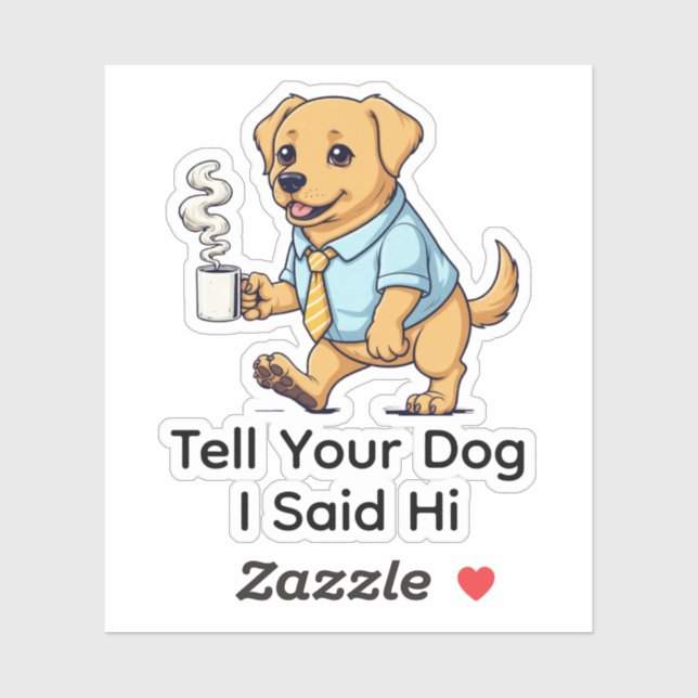 Adesivo Funny Golden Retriever dog Business Suit Coffee  (Folha)