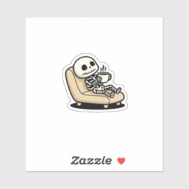 Adesivo Funny Grim Reaper Drinking Coffee | "Dead Inside"