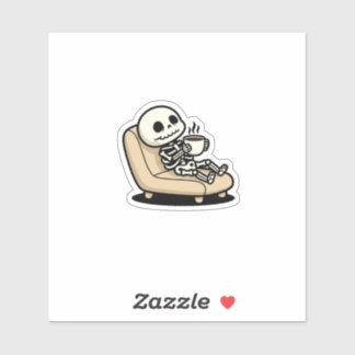 Adesivo Funny Grim Reaper Drinking Coffee | "Dead Inside"