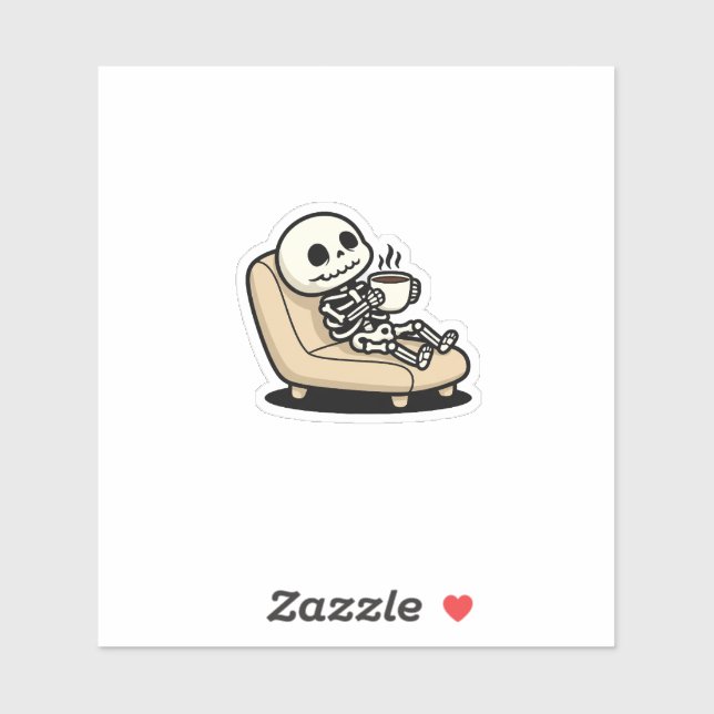 Adesivo Funny Grim Reaper Drinking Coffee | "Dead Inside"  (Folha)