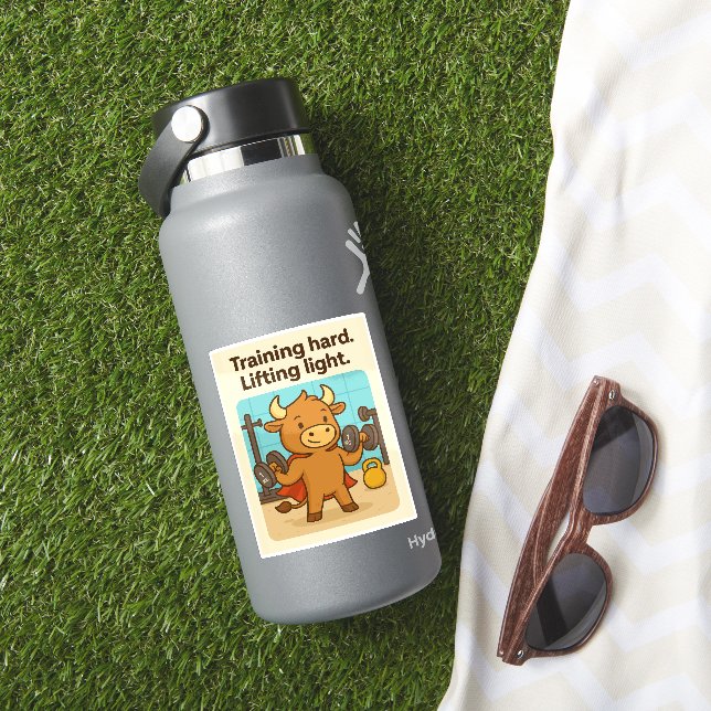 Adesivo Funny Gym Bull "Duro de treinamento" Bullio Design (HydroFlask Insitu)