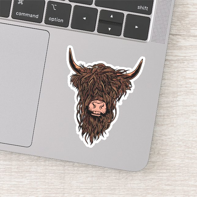 Adesivo Funny Highland Cow Head (Detalhe)