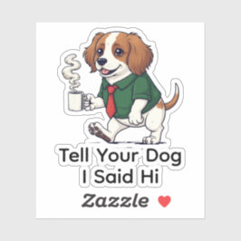 Adesivo Funny Irish Water Spaniel Business Suit Coffee 