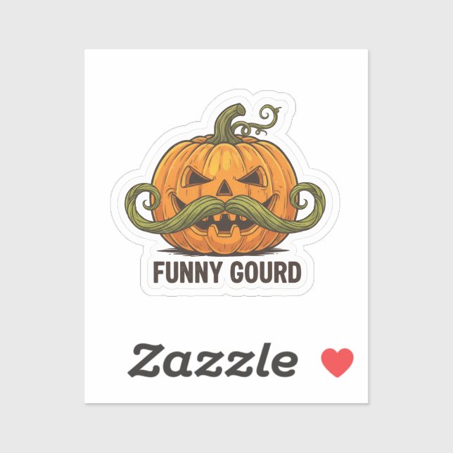 Adesivo Funny Jack O’ Lantern Mustache Pumpkin – Halloween (Folha)