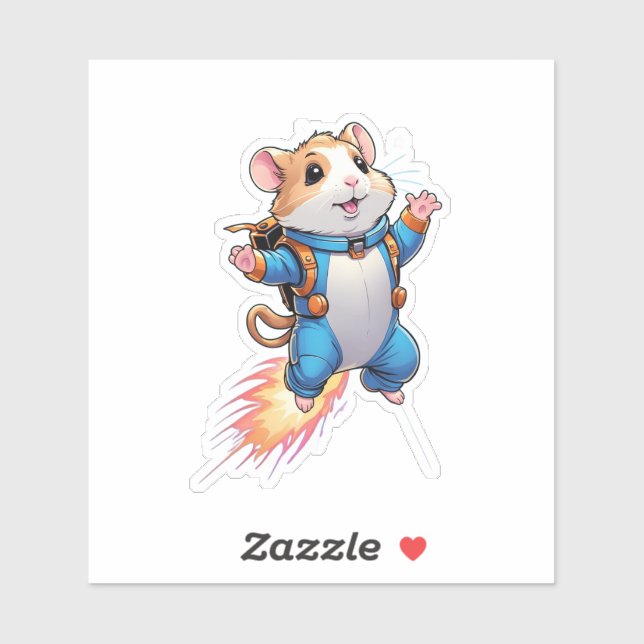 Adesivo Funny Jetpack Hamster Sticker | Cartoon Animal  (Folha)